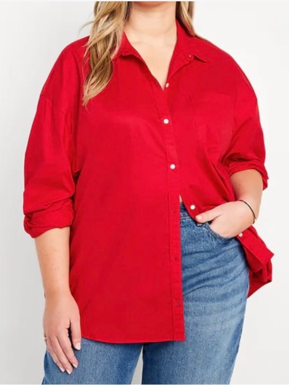Old Navy | Cherry Red Boyfriend Button-Down Shirt | Size XXL